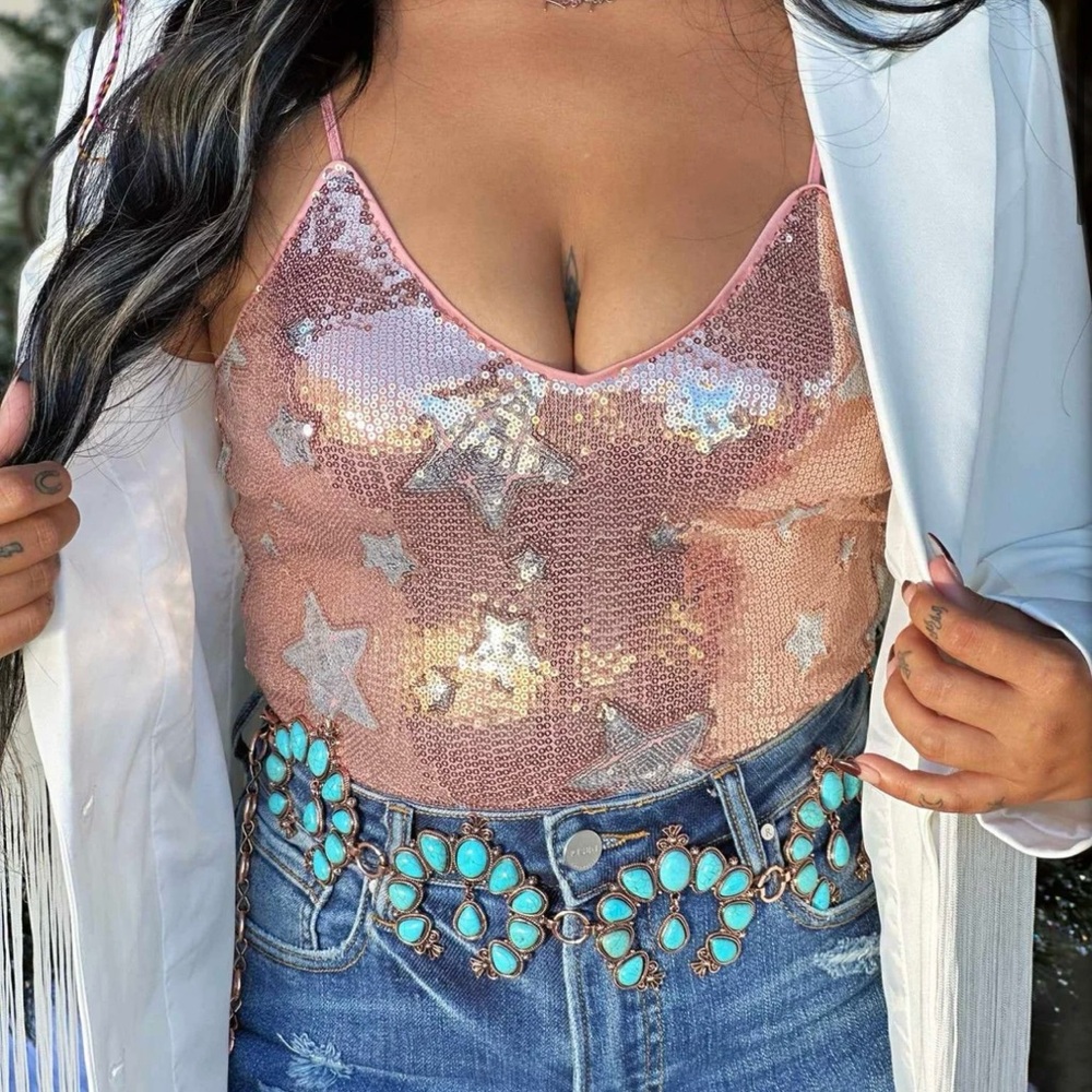 NWT Pink Sequin Bodysuit 3x (fits like a 2x)